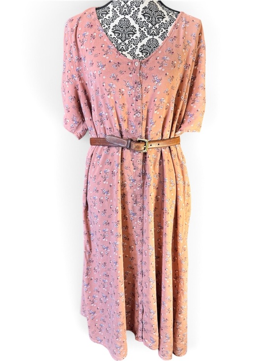 always indigo Dresses & Skirts - Always Indigo Women's Rose Pink Floral Button-Front Light Flowy Midi Dress 3x